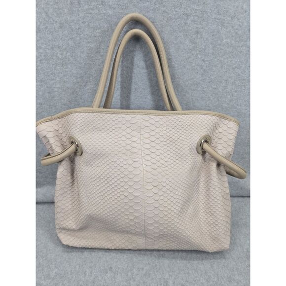 Furla Handbags - Furla logo light gray croc embossed genuine leather hobo shoulder bag Purse‎